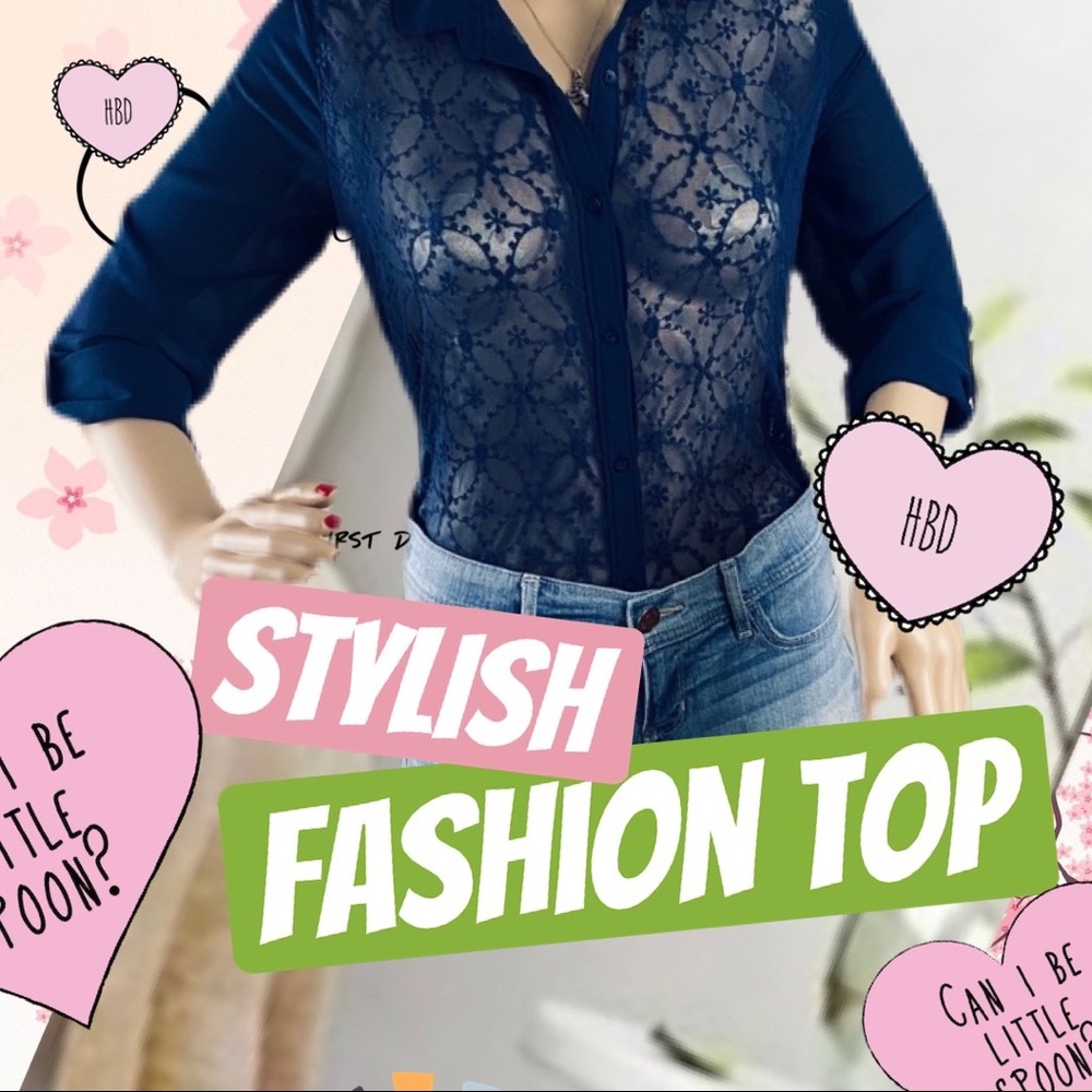 Abercrombie & Fitch sheer lace button down top